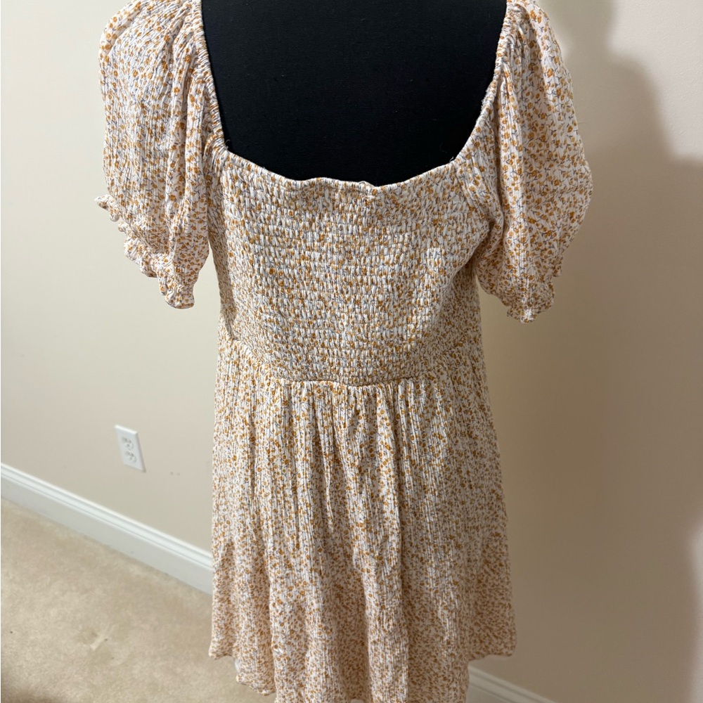 Altar'd State Cream Mini Dress with Mustard Floral Print - Picture 4 of 4